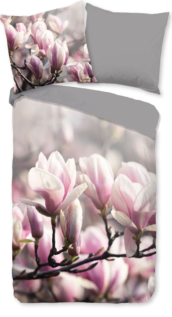 good morning Renforcé Bettwäsche - Magnolien Blüten 135 x 200 cm Magnolien, Ast, Blüten