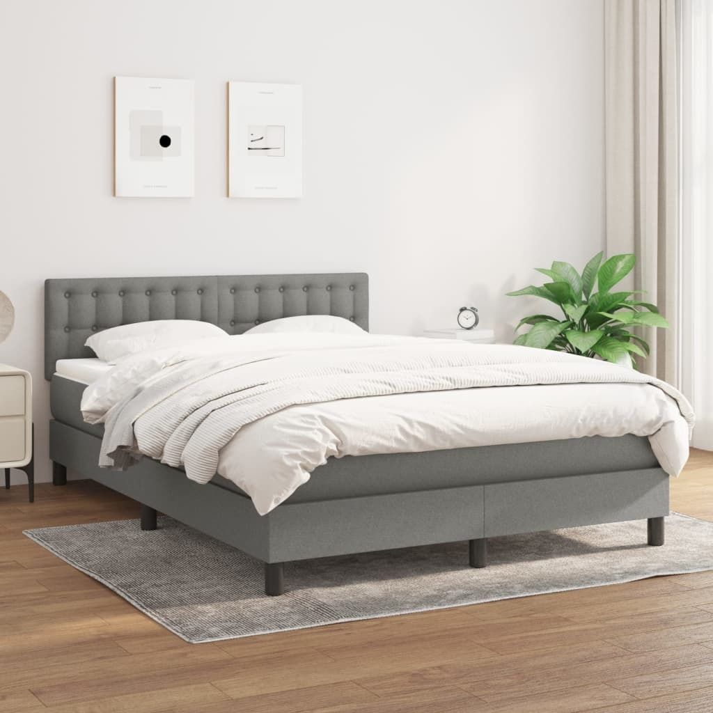 Maison Exclusive - Boxspringbett mit Matratze Dunkelgrau 140x200 cm Stoff