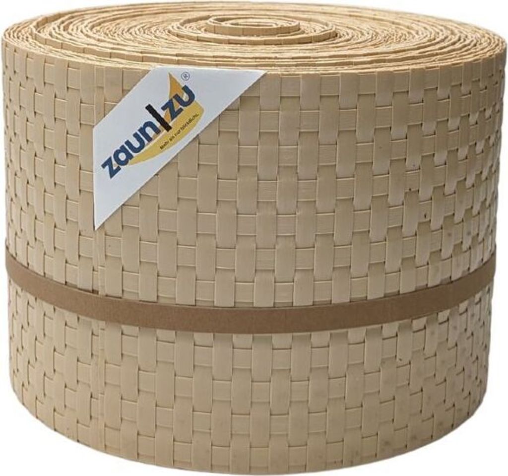 Sichtschutzstreifen zaun|zu RATTAN 26m Rolle Zaunblende für Doppelstabmattenzaun Beige 26m