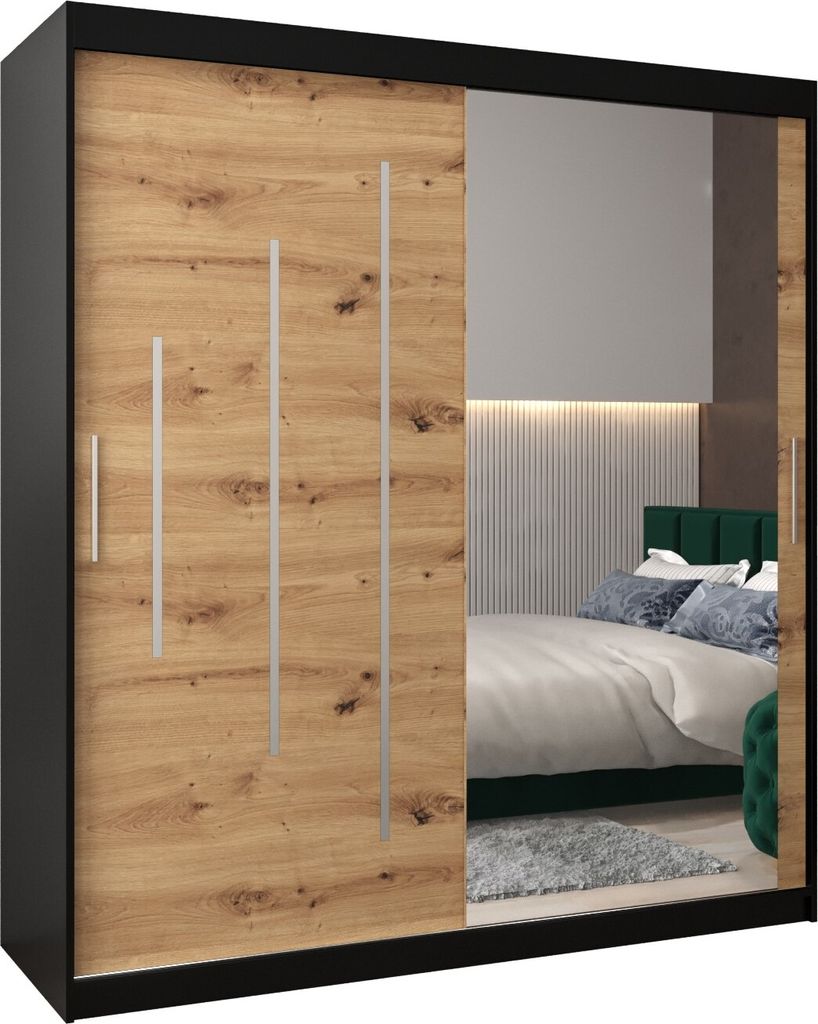 Kleiderschrank, Schiebetürenschrank Schlafzimmer, Schrank mit Spiegel YORK 2 180 cm