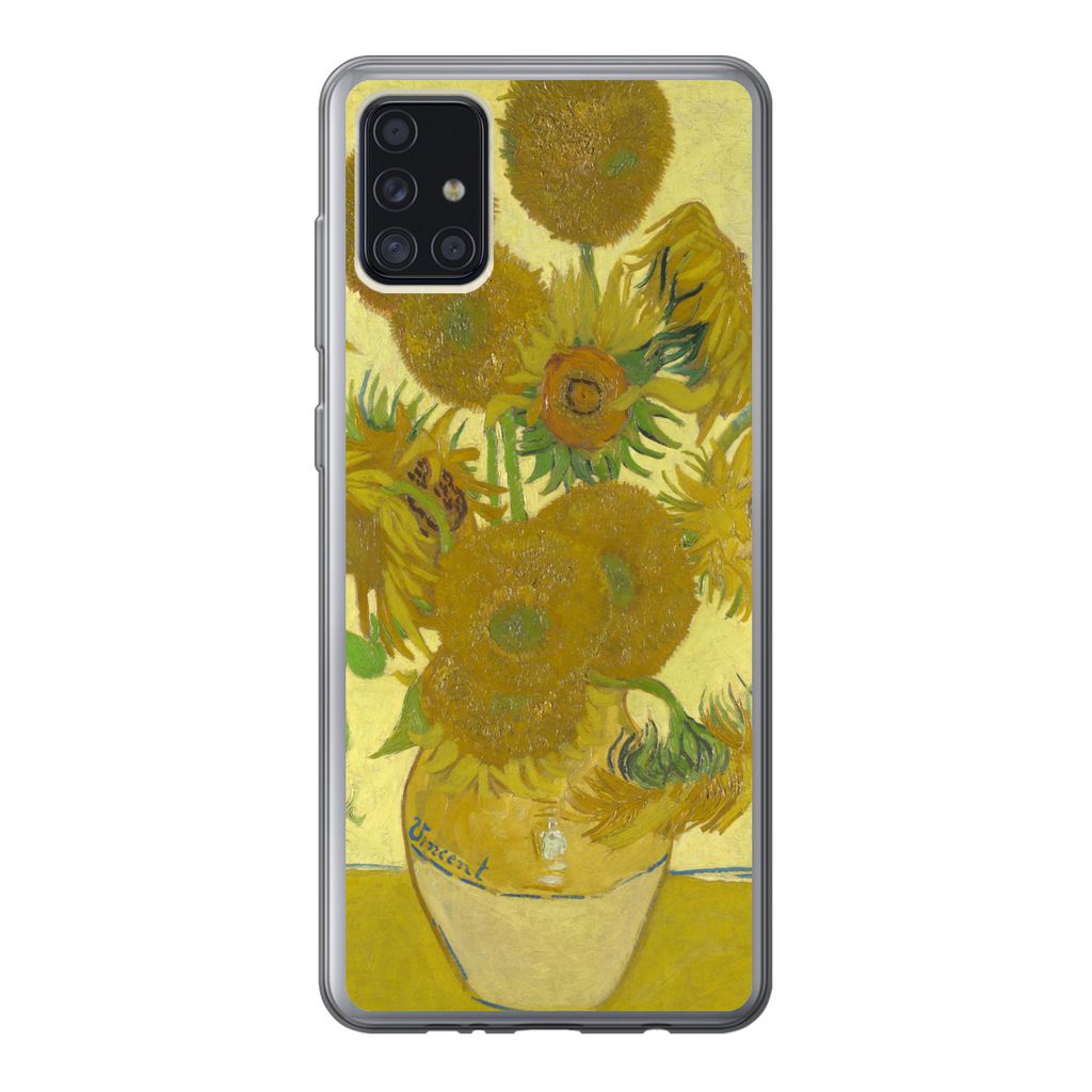 MuchoWow Handyhülle Schutzhülle Hülle für Samsung Galaxy A52 5G Sonnenblumen - Vincent van Gogh Silikon Softcase Handy Hülle - Umschlag