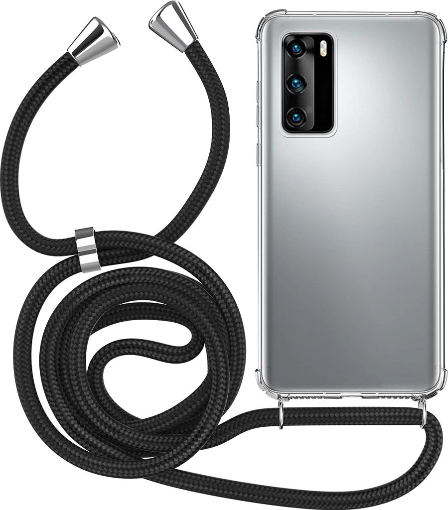 Handykette für Huawei P40 - Handyhülle mit Schnur Cover in Schwarz