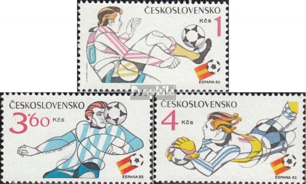 Briefmarken Tschechoslowakei 1982 Mi 2648-2650 (kompl.Ausg.) postfrisch Fußball