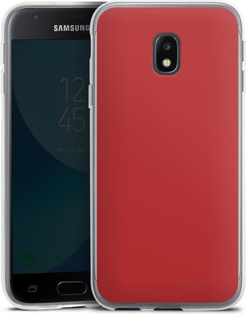 DeinDesign Handyhülle für Samsung Galaxy J3 Duos (2017) Silikon Hülle Case Smartphone Schutzhülle Farbe Rot einfarbig