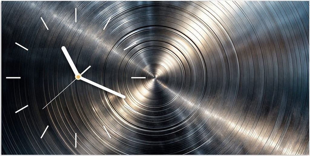 Wanduhr aus Glas mit Motiv Metallkreise- 60 x 30 cm - inkl. Aufhängesystem