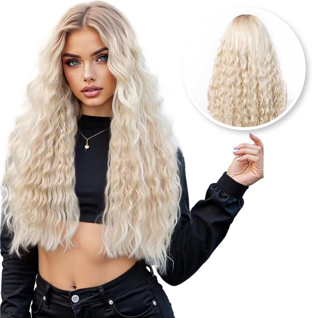 SassyGoods Luxe Blonde Perücke Blond Front Lace Wig Locken Produktbild 