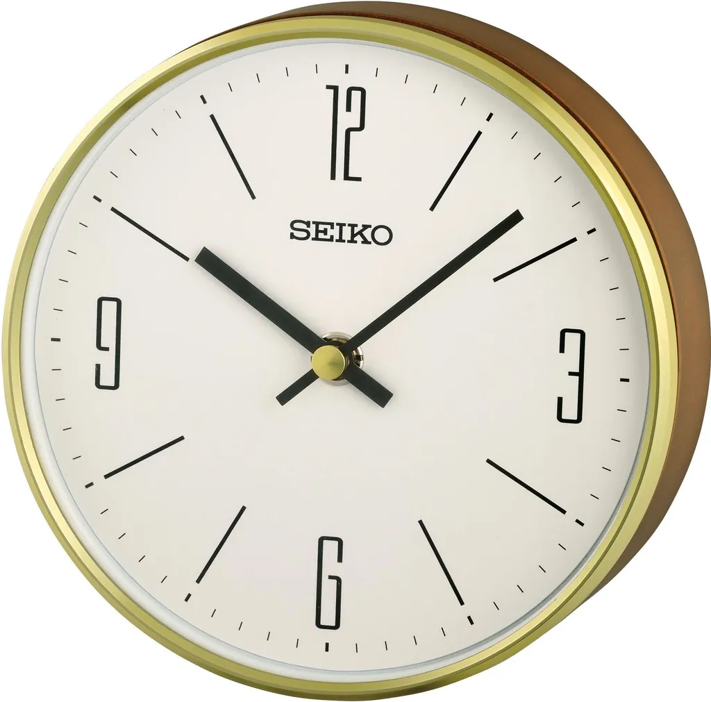 Pendule à Poser Seiko en Bois et Finition Or - Horloge Design Classique