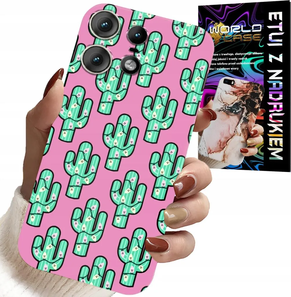 Custodia Motorola Edge 50 Pro Anti-Uto | Design Cactus & Rosa Foil