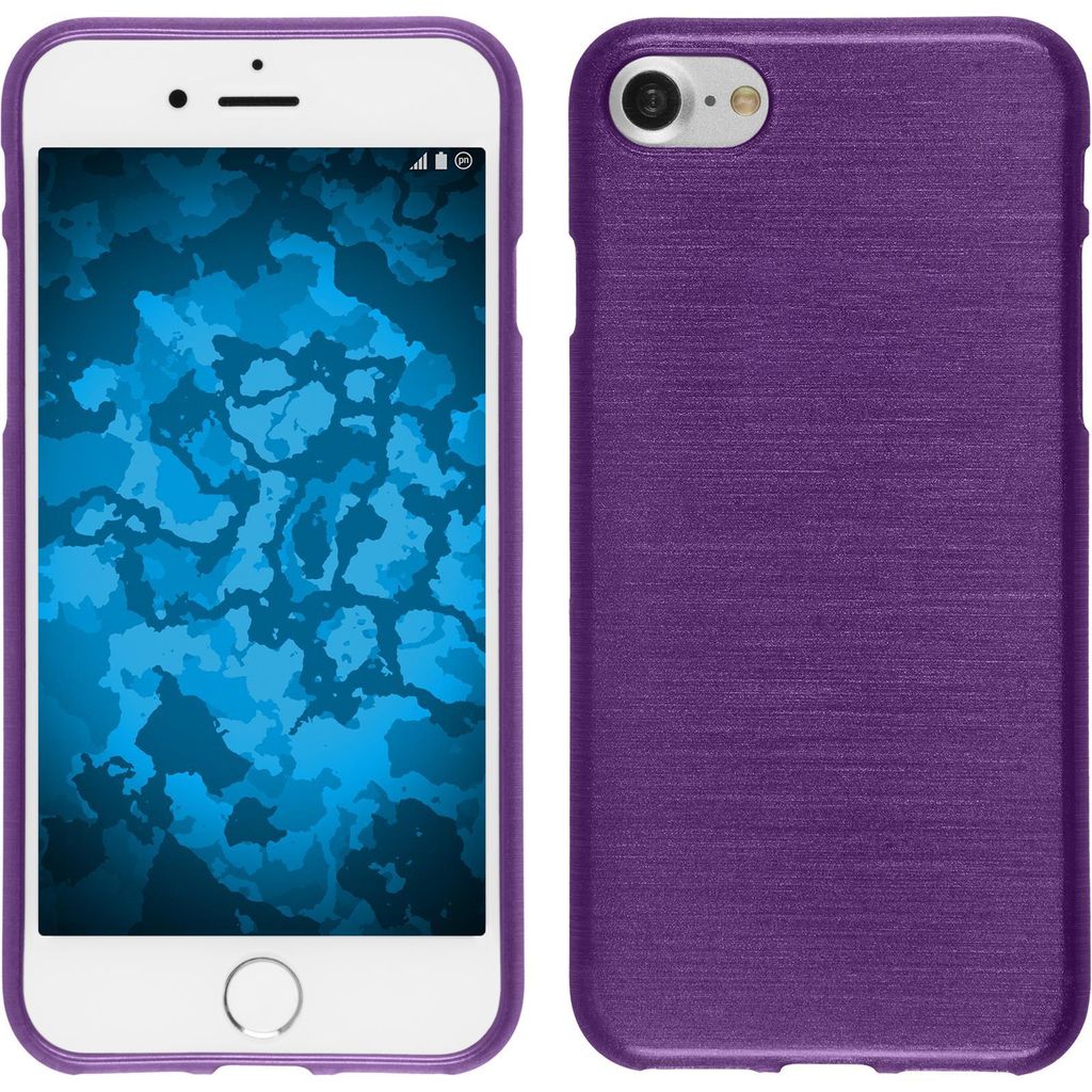 PhoneNatic Case kompatibel mit Apple iPhone 7 / 8 / SE 2020 - lila Silikon Hülle brushed + 2 Schutzfolien