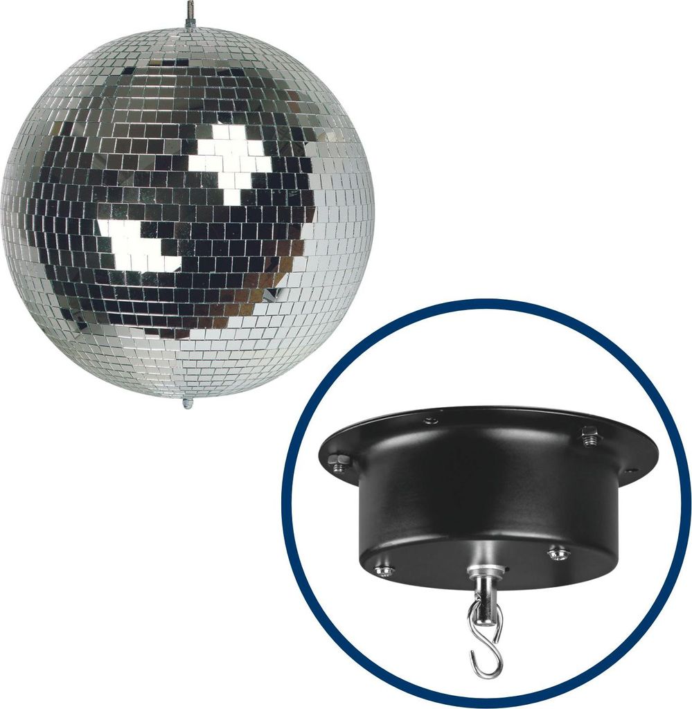 Set mit Discokugel Ø 10 cm + 4W Motor, rotierende Spiegelkugel, 6 Stück reflektierendes