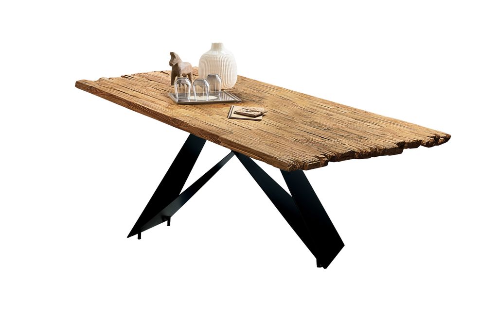 SIT Möbel Tisch 160x90 cm | Platte Teak 50 mm natur | Metallgestell schwarz | B 160 x T 90 x H 76,4 cm | 16127-11 | Serie TABLES & CO