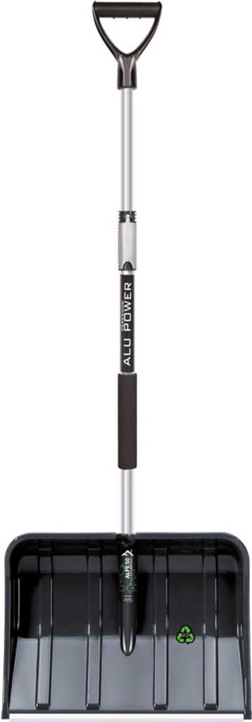 FORTENA Große Schneeschieber 49 cm - Schneeschaufel mit leichtem Telescopic Stahlstiel Schwarz - Kunststoff Schneeräumer mit Aluprofilkante - Beq...