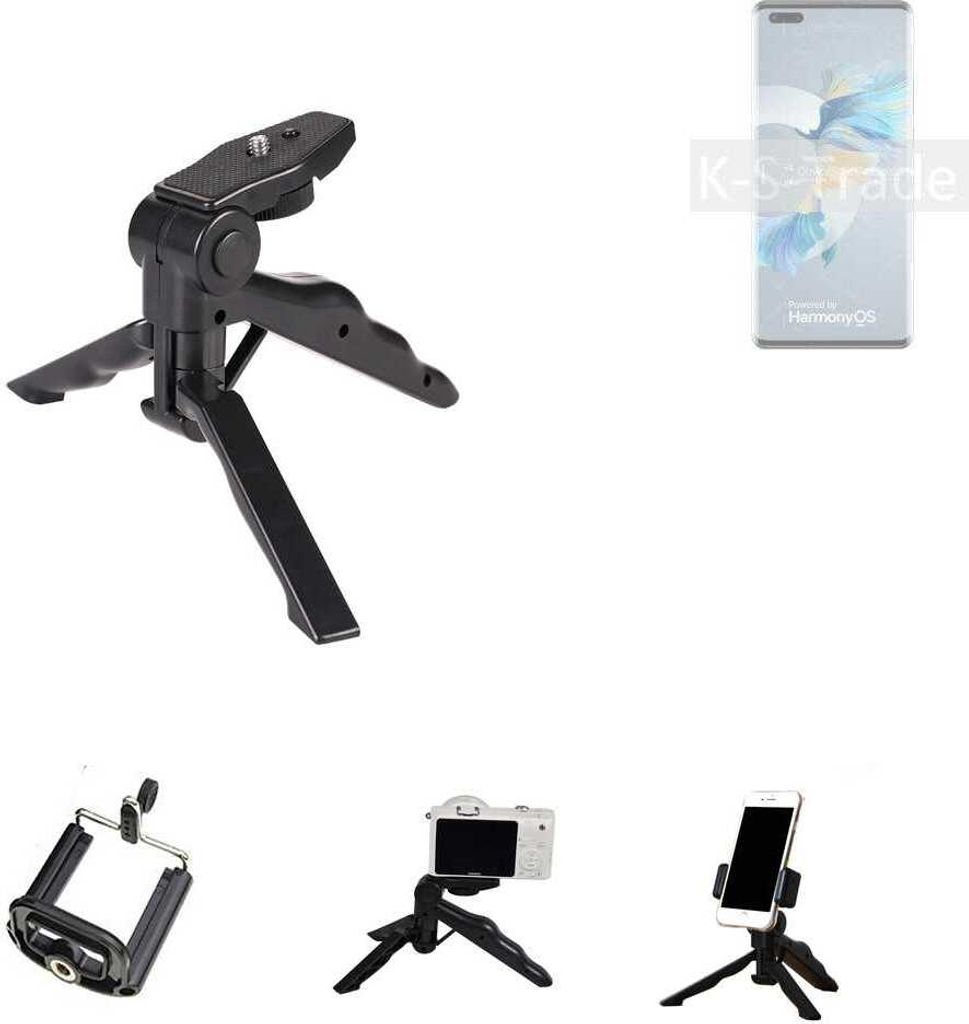 K-S-Trade Stativ Tisch-Ständer Dreibein Handy-Stativ Ständer kompatibel mit Huawei Mate 40E Pro 5G Mini-Stativ Smartphone Tripod Handy-Stativ aus