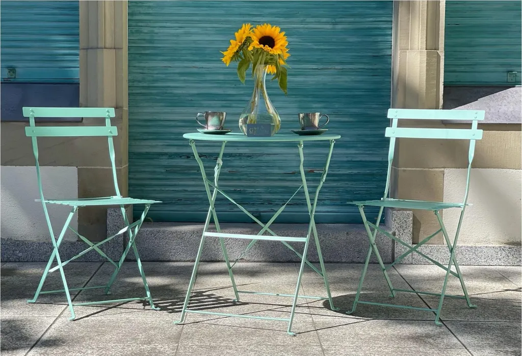 Set da Giardino SEMPLICI in Metallo Verde Menta - Stile Retrò 3 Pezzi - 3