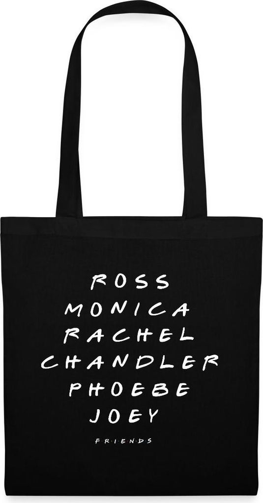 Spreadshirt Friends Ross Monica Rachel Chandler Phoebe Joey Stoffbeutel, One size, Schwarz