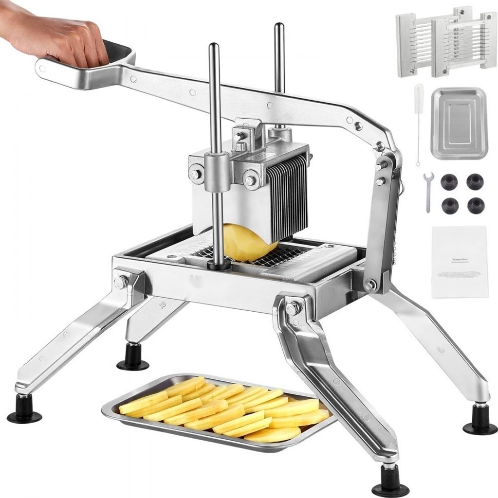 Kommerzieller Gemüseschneider Deluxe - Edelstahl & Aluminiumlegierung - Manuell - Tomatenschneider 1/4 & 1/2 Zoll - Perfekt für Tomaten, Zwiebeln...
