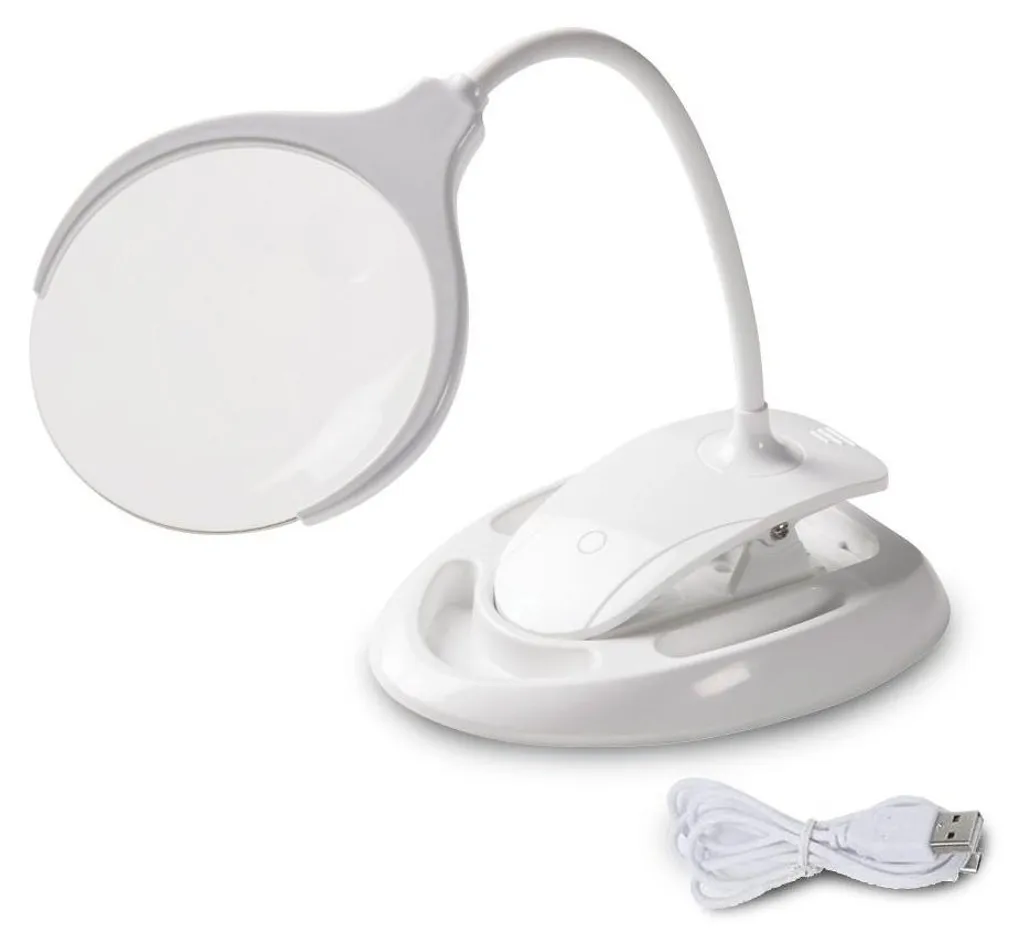 VELAMP LE008 Lampe de table avec loupe intégrée et éclairage LED blanc