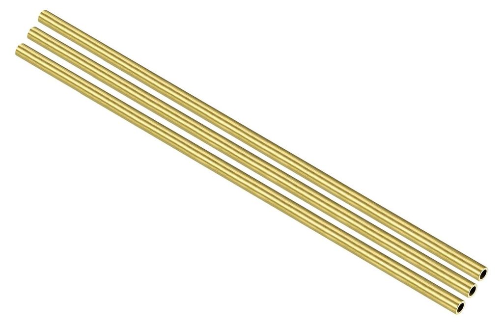 Messingrohr (4mm Außendurchmesser x 1mm Wandstärke x 200mm Länge) 3 Stück, gerades Rohr - für die Wohnraumgestaltung, Maschinenbau, DIY-Handwerk