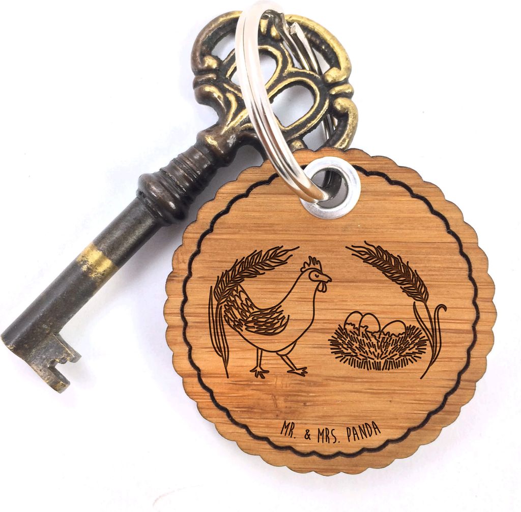 Mr. & Mrs. Panda Schlüsselanhänger Huhn Stolz - Transparent - Geschenk, Taschenanhänger, Geburt, Henne, Motivation, Holz, Anhänger, Landwirtin,...