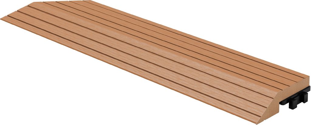 ML-Design WPC Abschlussleiste Hellbraun für Terrassenfliesen 38x2x7,5cm Holzoptik Eckleiste Klicksystem Bodenbelag Umrandung Randabschluss Bodenpl...