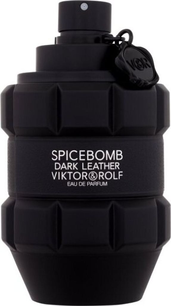 A black perfume bottle shaped like a grenade.
