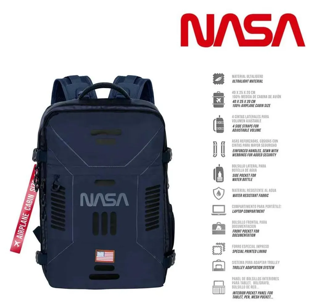 Sac à dos Cabine NASA City Travel Bleu Mercure 40x25x20 cm Bagage - 5