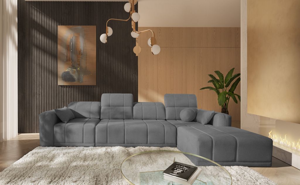 Ecksofa mit Ottomane Couch L-Form RAVELLO XII Farbe wählbar