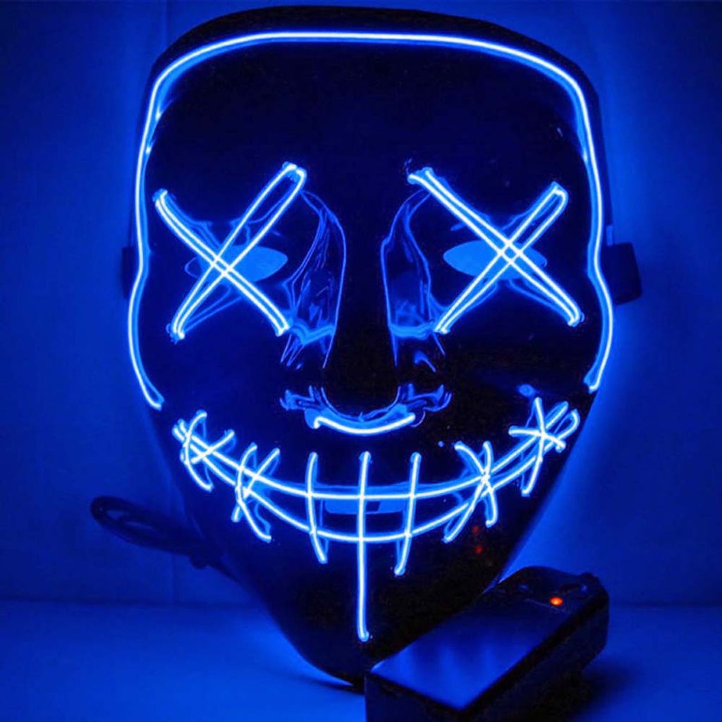 LED Grusel Maske wie aus the Purge Halloween Horror Verkleidung Gesichtsmaske DE