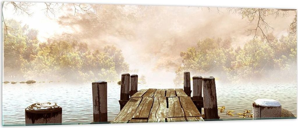 Bilder auf glas - Illustration herbst landschaft bäume - 140x50cm - Glasbilder - Wandbilder - Kunstdruck - Wanddekoration aus Glas - Glas Bilder -...