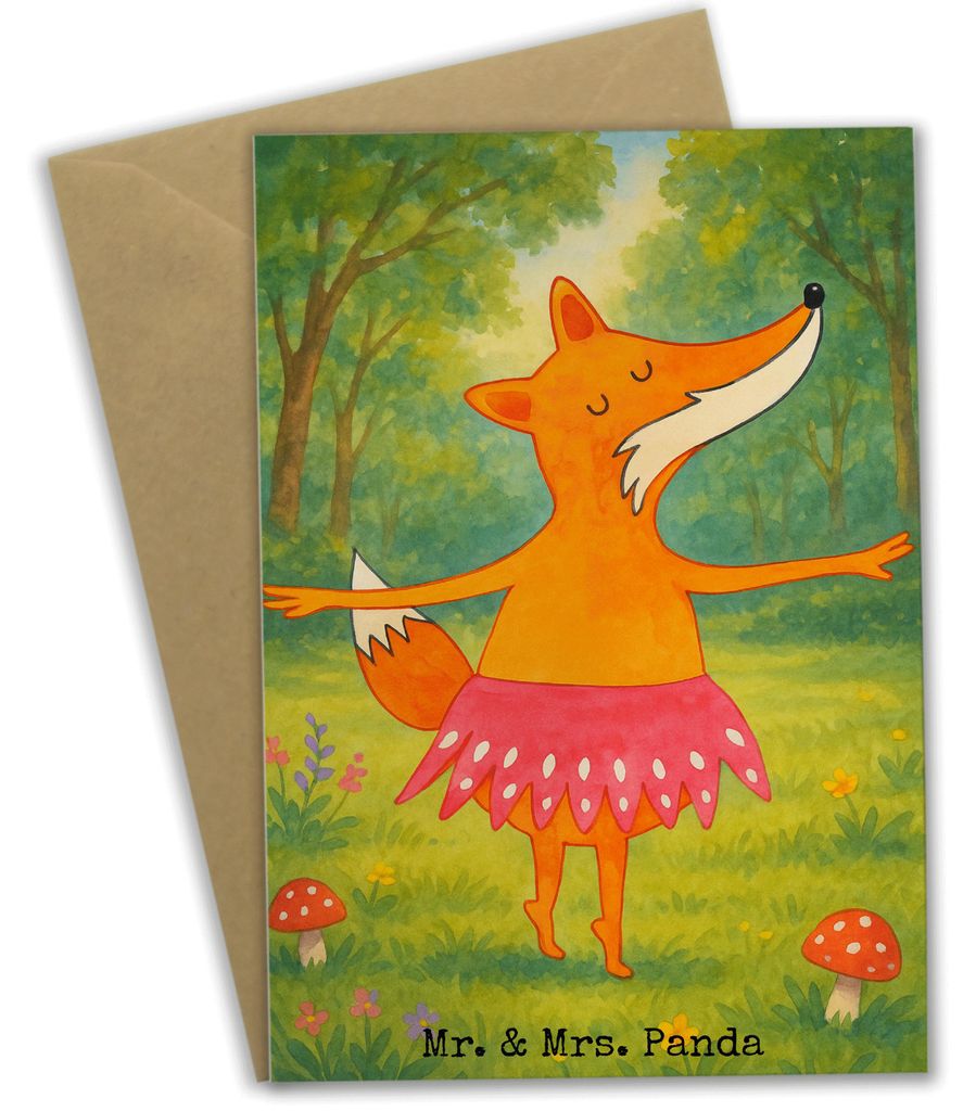 Mr. & Mrs. Panda Grußkarte Fuchs Ballerina Design - Weiß - Geschenk, Geburtstag, weihnachtskarten, glückwunschkarten, hochzeitskarten, einladung...
