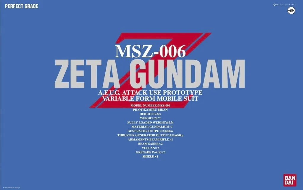 Zeta Gundam PG 1/60 - La Maquette Ultime pour Collectionneur Gundam