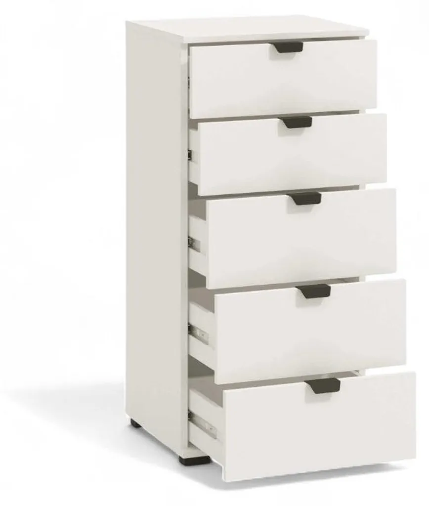 Commode moderne en aggloméré bilaminé blanc mat, 45x40x95 cm Duero