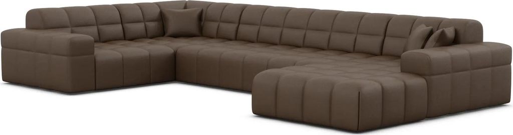 Echtleder U-Form XL Wohnlandschaft Nivara Dunkelbraun Rechts