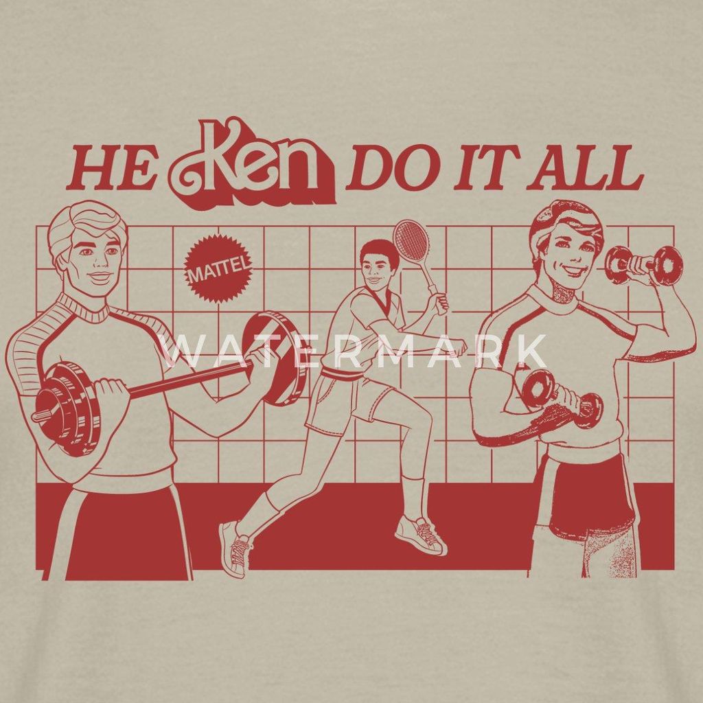 Spreadshirt Barbie Ken Design Spruch He Ken Do It All Männer T-Shirt, L, Sandbeige