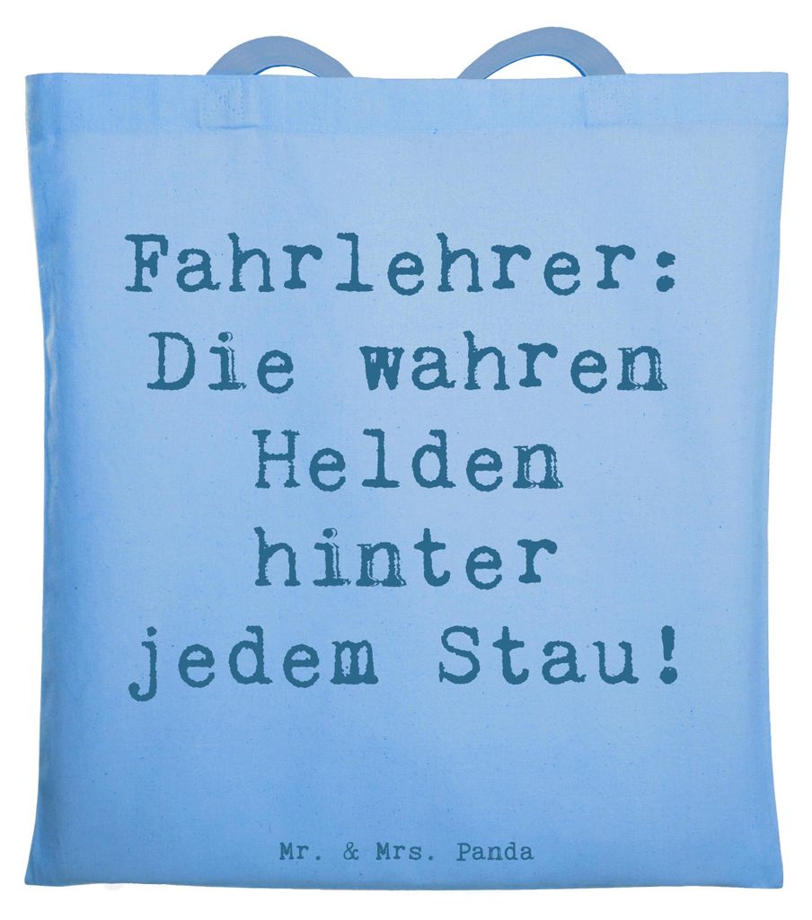 Mr. & Mrs. Panda Tote Bag Spruch Fahrlehrer Helden - Sky Blue - Geschenk, Stau, Laptoptasche, Fahrlehrerschule, Danke, Berufe, Fahrunterricht, krea...