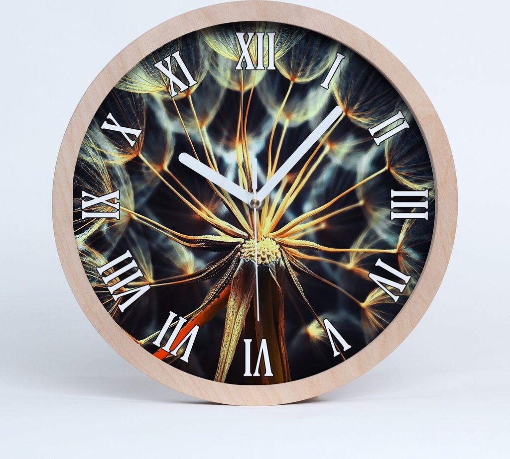 Holzuhr 20fi cm wanduhr - weiße Spitzen - Löwenzahn