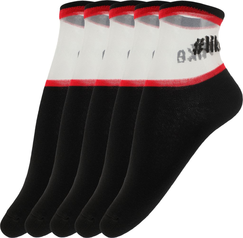 Giulia 5 Paar atmungsaktive Fein Socken Damen Halbsocken Söckchen Kurzsocken Mädchen Frauen 39-40 Black