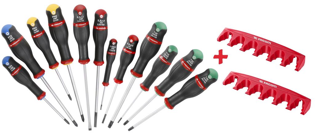 FACOM Jeu de 12 tournevis (Plat, Pozidriv, Phillips, Torx) Image du produit 
