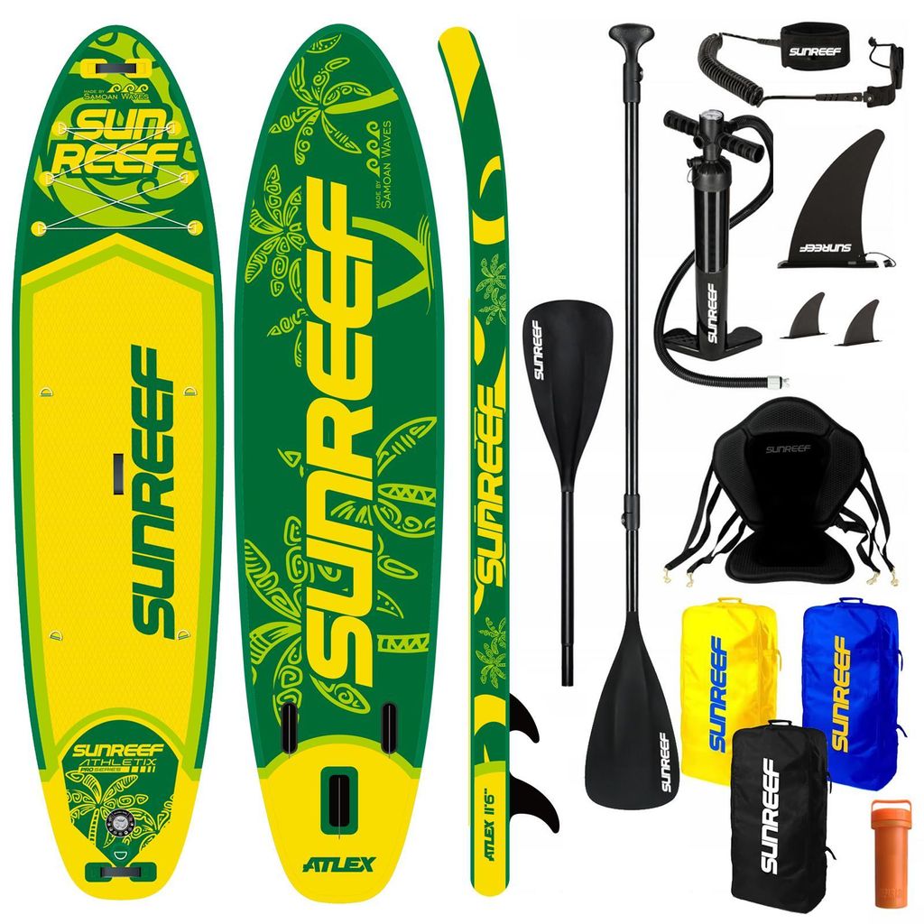 SUNREEF SUP 350cm 200kg Stand UP Paddle Board SITZ SET Surfboard aufblasbar 2in1 GREEN