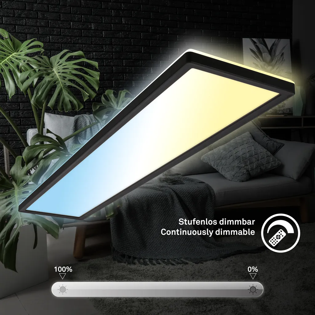 Plafonnier LED Variable 98cm Noir avec Effet Rétroéclairage et Télécommande - 3
