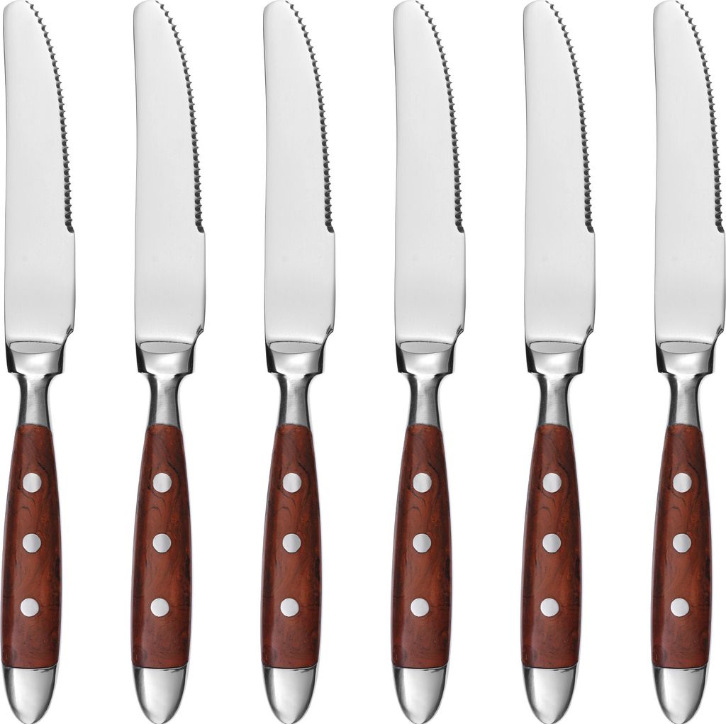 GRÄWE Dessertmesser, Serie Nürnberg, 6er Set, braune Griffe