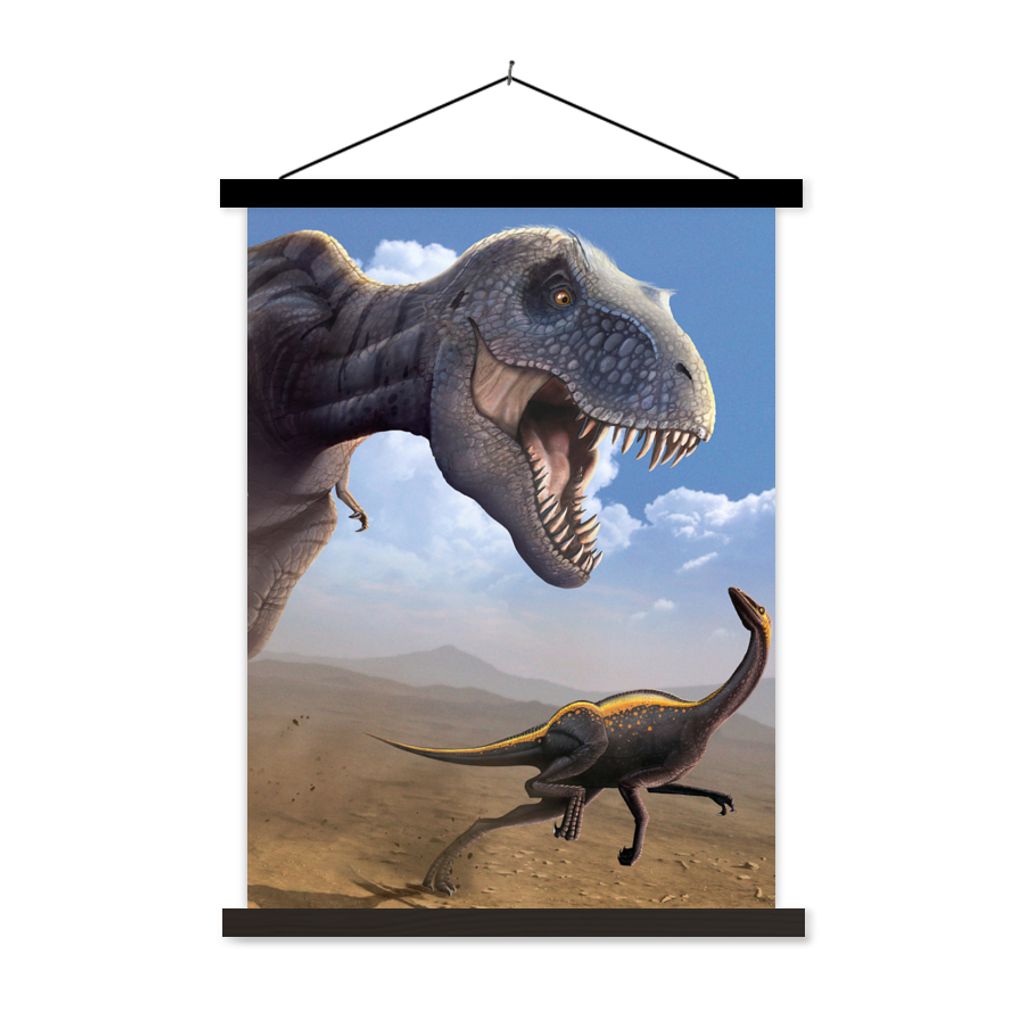 MuchoWow Textilposter Dino - Wildlife - Zeichnung - Kinder - Kinder - Kinder 60x80 cm mit schwarzem Rahmen - Plakathalter