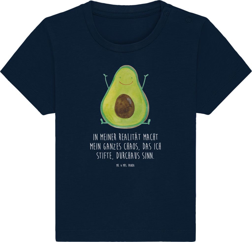 Mr. & Mrs. Panda Babyshirt Avocado Glücklich 6. - 12. Monat - French Navy - Geschenk, Kleinkind T-Shirt, Chaos, Baby, , Jerseyshirt, Organic, Verr...