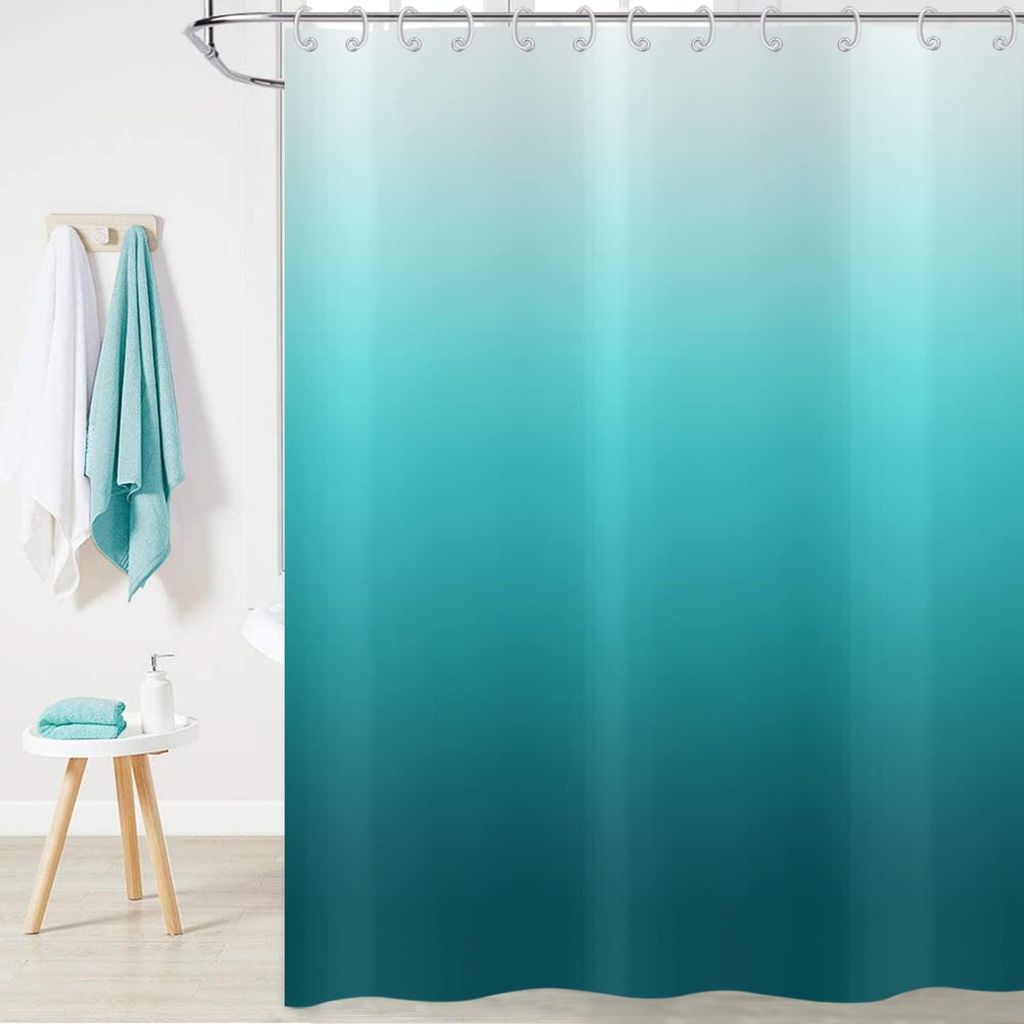 Türkisfarbener Duschvorhang 180x200 cm, Aqua Ocean Abstract Teal Blue Ombre Moderner Badezimmervorhang aus wasserdichtem Polyestergewebe, waschbar...