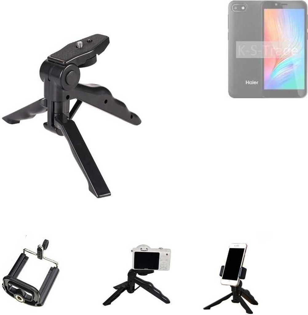 K-S-Trade Stativ Tisch-Ständer Dreibein Handy-Stativ Ständer kompatibel mit Haier Alpha A2 Lite Mini-Stativ Smartphone Tripod Handy-Stativ aus