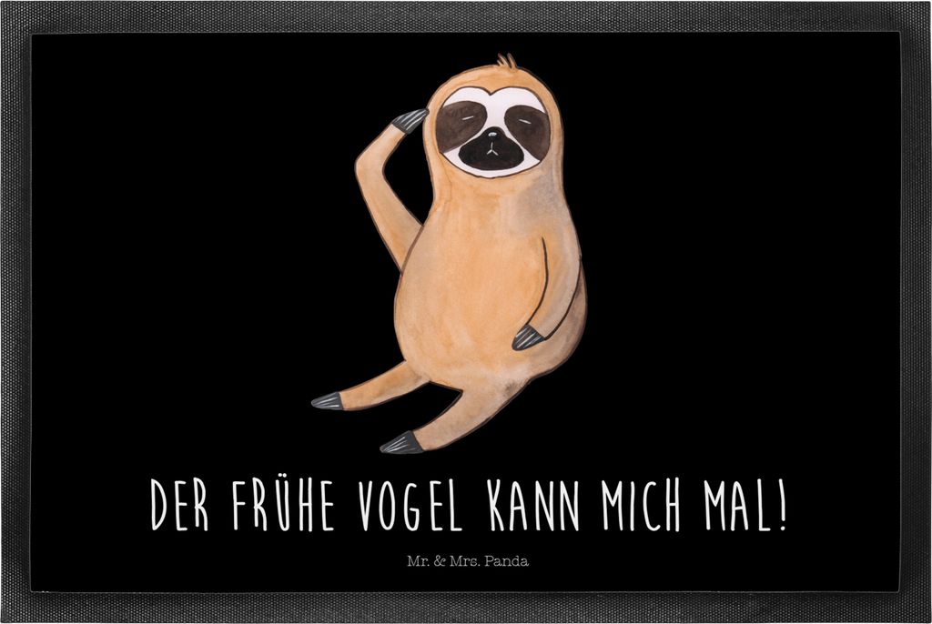 Mr. & Mrs. Panda fußmatte Faultier Vogel 40 x 60 cm - Schwarz - Geschenk, Faultiere, Morgenmuffel, Schmutzmatte, Schmutzfänger, Spinner, Schmutzf...
