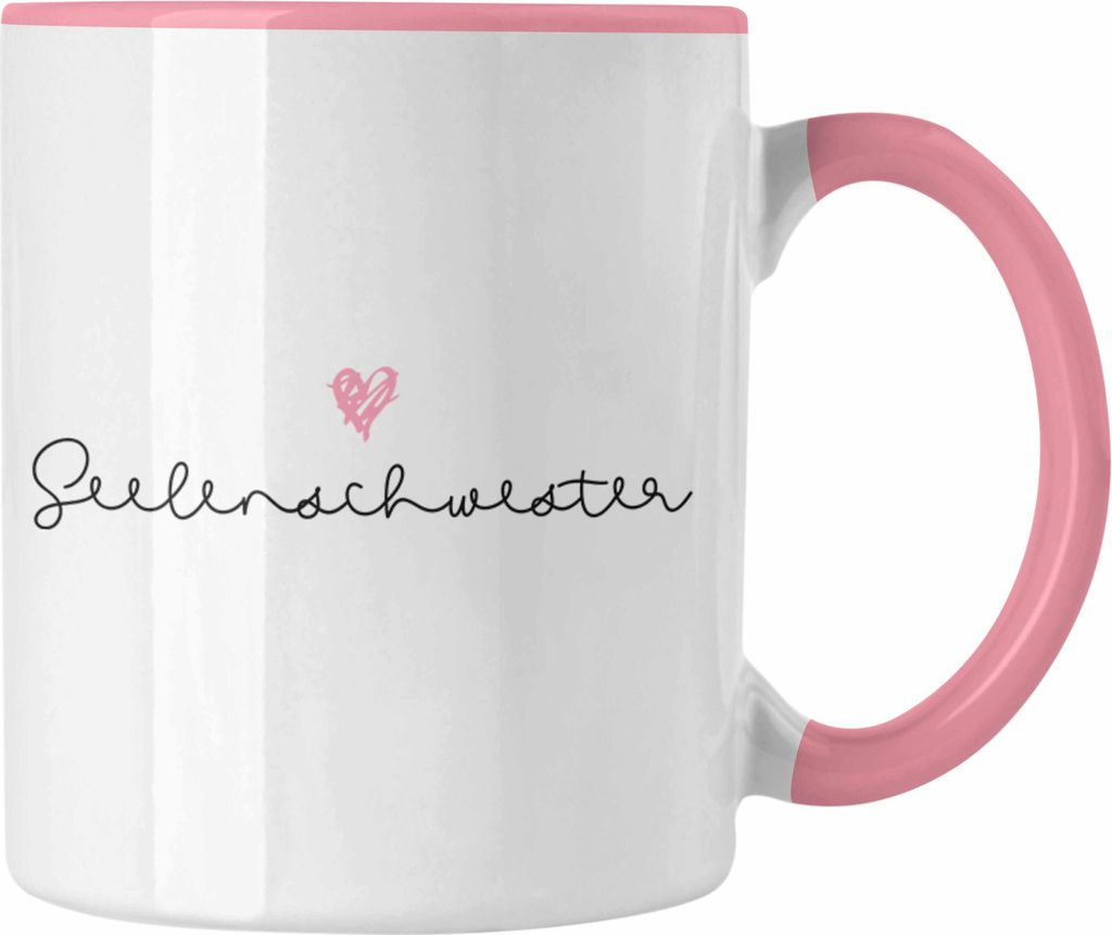 Trendation -Seelenschwester Tasse Geschenk für Schwester Geschenkidee Beste Schwester Geburtstag (Rosa)