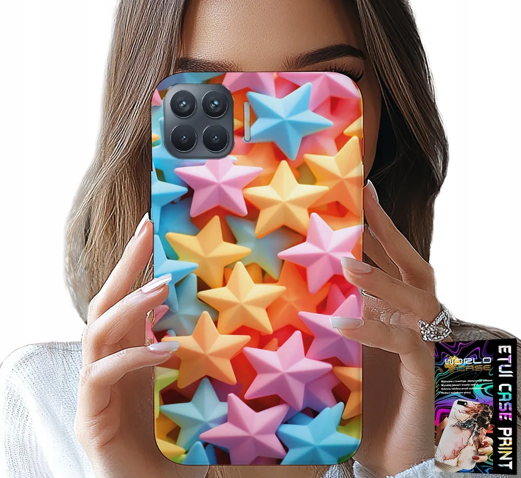 Custodia per Oppo Reno 4 Lite Folio: Stelle Colorate e Protezione TPU - 1