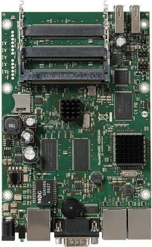 RouterBOARD RB435G, Level 5, 680 MHz, 5 MiniPCI, 3 Gigabit Ethernet