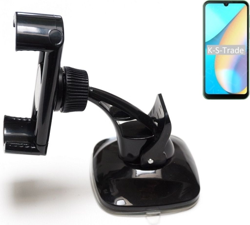 K-S-Trade kompakte Handy-Halterung Windschutzscheibe kompatibel mit Blackview OSCAL C20 Pro Armaturenbrett schwarz Autohalterung KFZ Halter
